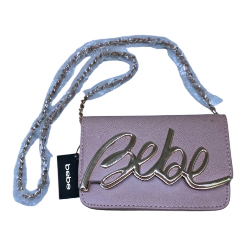 New Bebe Blush Pink GABRIEL CrossBody Handbag Clutch Chain‎ Detail Strap Casual